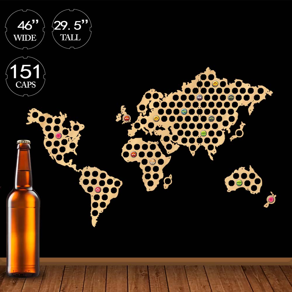 Craft Beer & Wine U- - Деревянная карта мира