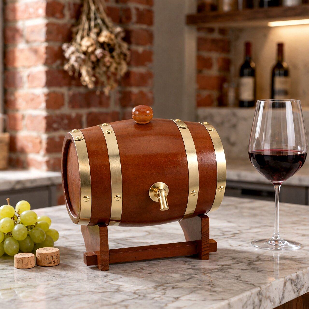 Wine Beer The Whiskey - 1 комплект: деревянный диспенсер для вина