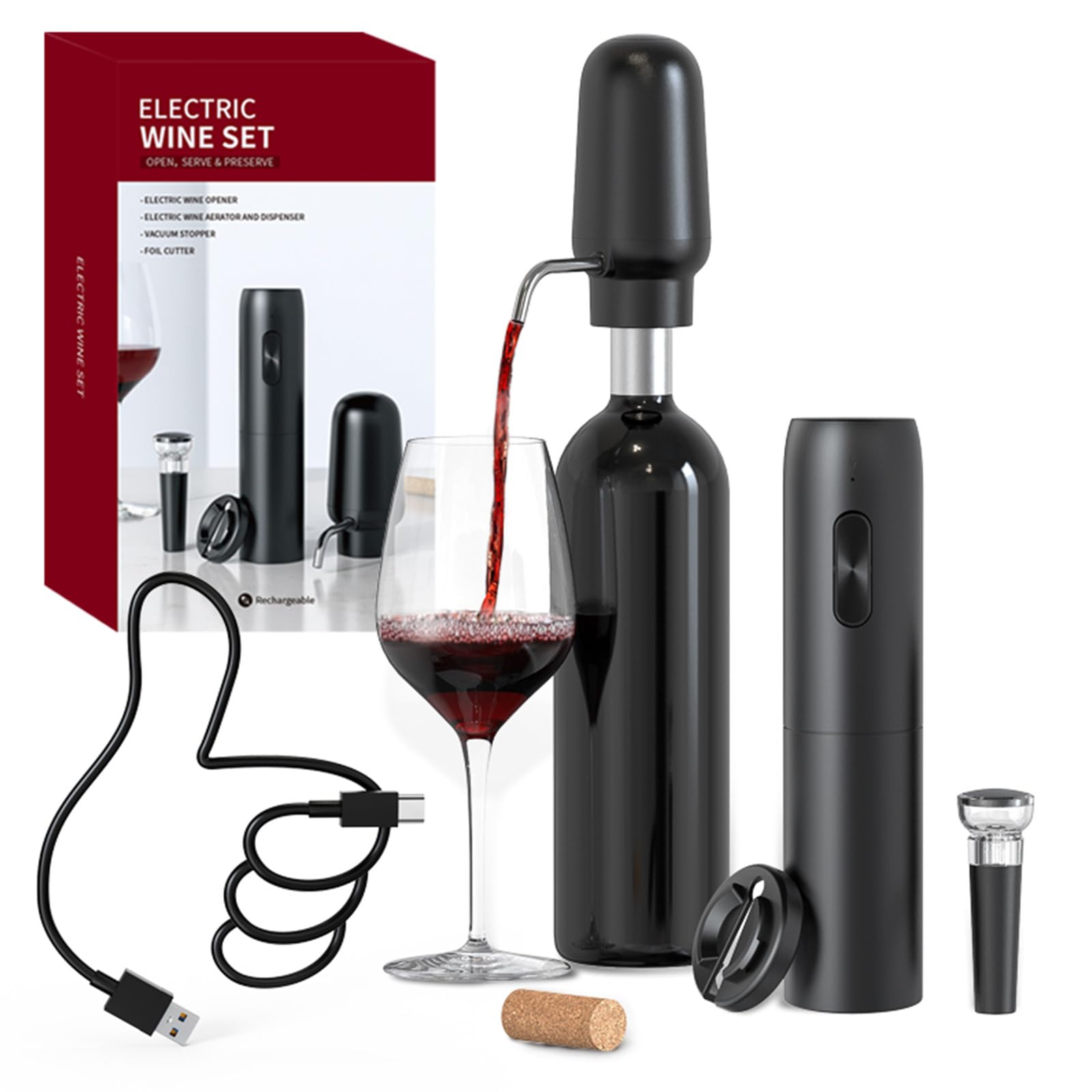 Decanter Aerator Set - Интеллектуальный электрический аэратор для вина 4-в-1,